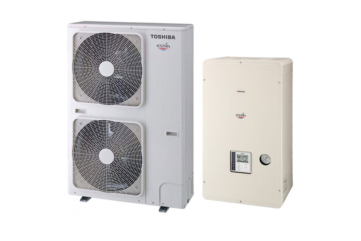 Термопомпа Toshiba Estia HWS-1405XWHT9-E/HWS-1605H8-E, 16 kW, отопление, охлаждане и БГВ
